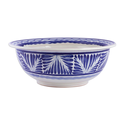 Ceramic serving bowl, 'Taste of Mexico' - Hand-Painted Traditional Majolica Ceramic Bowl from Mexico