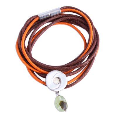 Sterling silver and jasper wrap bracelet, 'Maya Integration' - Maya Inspired Bracelet with 925 Silver and Jasper Pendants
