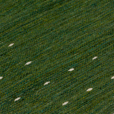 Wollteppich, (2,5x5) - Handgewebter 2,5x5 Zapotec-Wollteppich in Oliv aus Mexiko