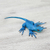 Wood alebrije, 'Folkloric Lizard in Blue' - Hand-Painted Blue Lizard Alebrije Figurine from Mexico