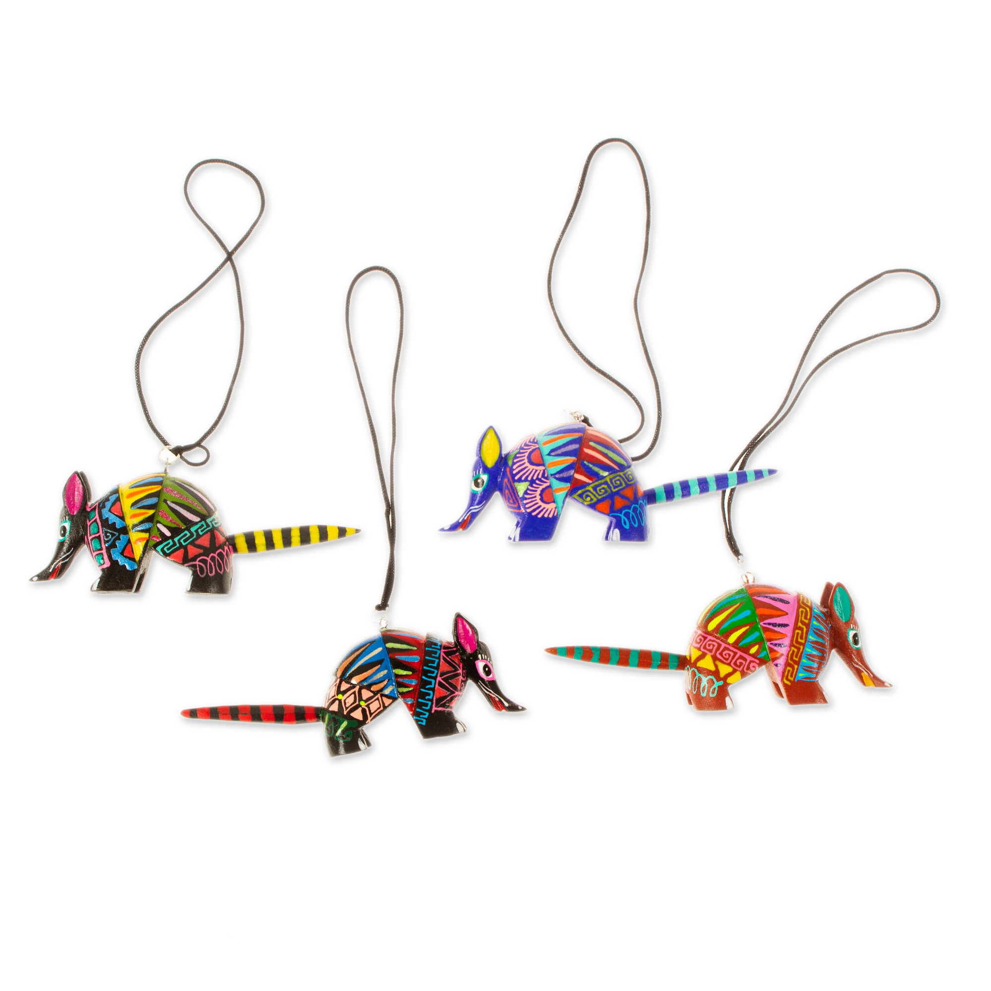 UNICEF Market Four HandPainted Armadillo Alebrije Ornaments from