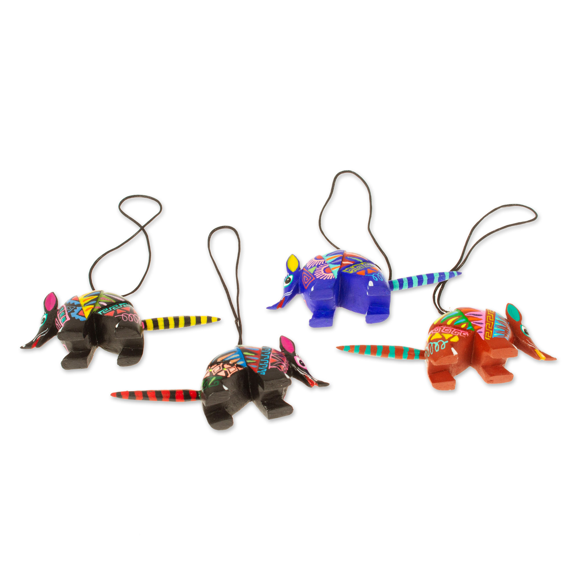 UNICEF Market Four HandPainted Armadillo Alebrije Ornaments from