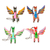 Hölzerne Alebrije-Ornamente, 'Bunter Pegasus' (5er-Set) - Fünf handbemalte Alebrije-Ornamente in Pegasus-Form aus Mexiko