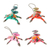 Adornos de alebrije de madera, (juego de 4) - Cuatro adornos de iguana Alebrije pintados a mano de México