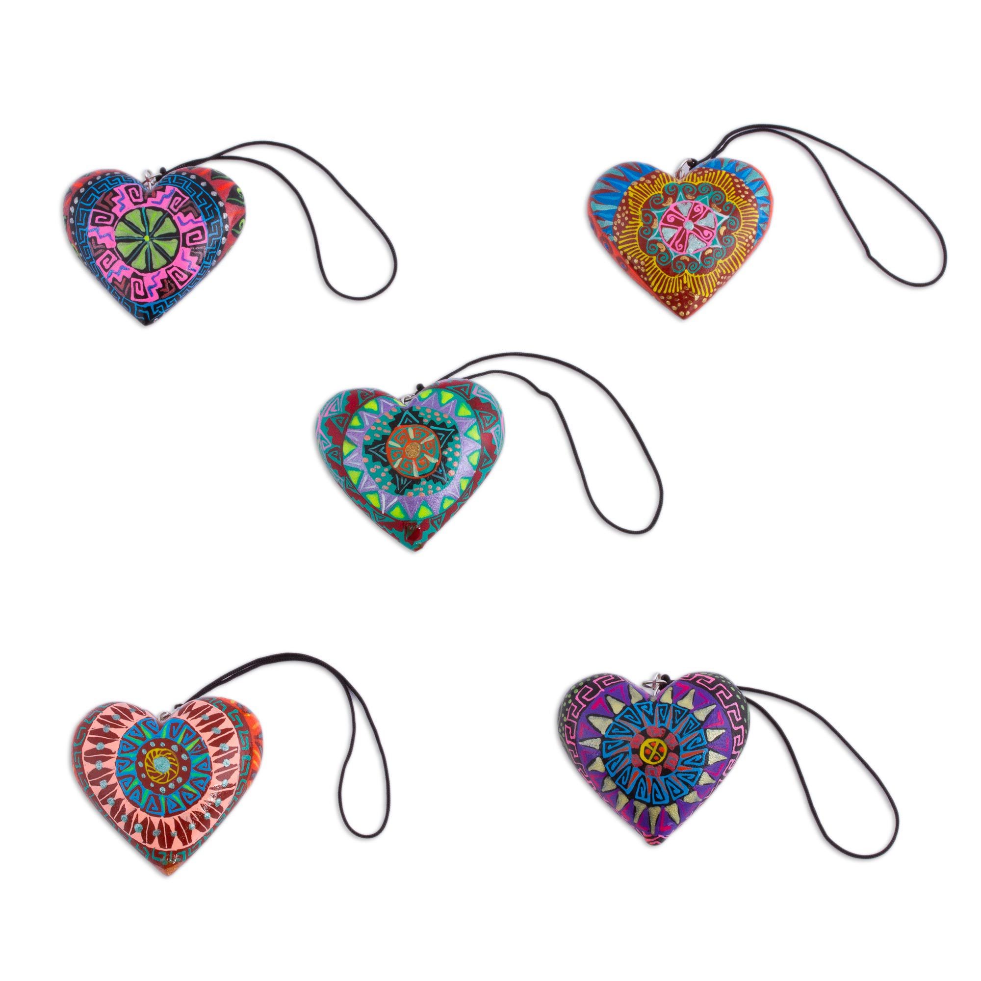 UNICEF Market Five Painted HeartShaped Alebrije Mini Ornaments