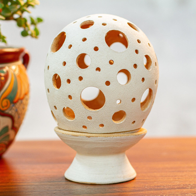 Kerzenhalter aus Keramik - Kerzenhalter aus Keramik mit kreisförmigen Motiven aus Mexiko
