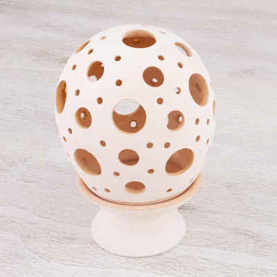 Kerzenhalter aus Keramik - Kerzenhalter aus Keramik mit kreisförmigen Motiven aus Mexiko