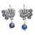 Lapis lazuli dangle earrings, 'Serenity Dove' - Floral Dove Lapis Lazuli Dangle Earrings from Mexico thumbail