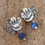 Lapis lazuli dangle earrings, 'Serenity Dove' - Floral Dove Lapis Lazuli Dangle Earrings from Mexico (image 2b) thumbail