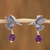 Amethyst dangle earrings, 'Avian Tranquility' - Amethyst and Silver Bird Dangle Earrings from Mexico (image 2) thumbail