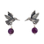Amethyst dangle earrings, 'Avian Tranquility' - Amethyst and Silver Bird Dangle Earrings from Mexico thumbail