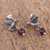 Amethyst dangle earrings, 'Avian Tranquility' - Amethyst and Silver Bird Dangle Earrings from Mexico (image 2b) thumbail