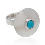 Turquoise cocktail ring, 'Futuristic Fashion' - Natural Turquoise and Silver Cocktail Ring from Mexico
