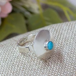 Turquoise cocktail ring, 'Futuristic Fashion' - Natural Turquoise and Silver Cocktail Ring from Mexico