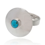 Turquoise cocktail ring, 'Futuristic Fashion' - Natural Turquoise and Silver Cocktail Ring from Mexico
