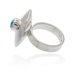 Turquoise cocktail ring, 'Futuristic Fashion' - Natural Turquoise and Silver Cocktail Ring from Mexico