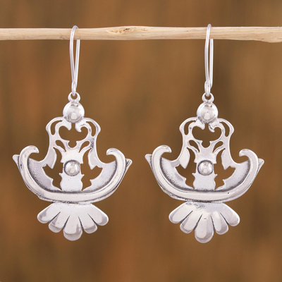 Sterling silver dangle earrings, 'Make a Statement' - Sterling Silver Fashionable Dangle Earrings from Mexico