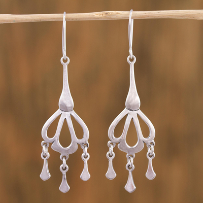 Sterling silver chandelier earrings, Seashell Rain