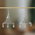 Sterling silver chandelier earrings, 'Wonderful Knots' - Sterling Silver Knot Motif Chandelier Earrings from Mexico