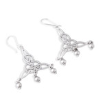 Sterling silver chandelier earrings, 'Wonderful Knots' - Sterling Silver Knot Motif Chandelier Earrings from Mexico