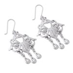 Sterling silver chandelier earrings, 'Baroque Elegance' - Sterling Silver Floral Chandelier Earrings from Mexico