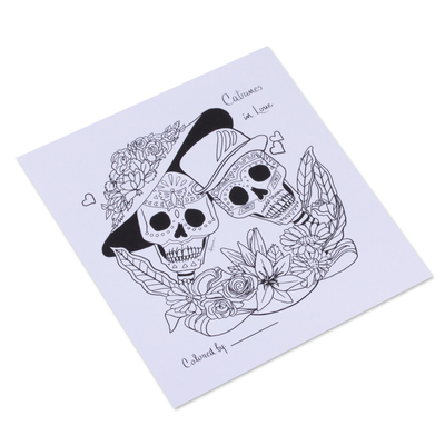 Adult coloring cards, 'Catrinas of Mexico' (set of 10) - Day of the Dead Adult Coloring Cards from Mexico (Set of 10)