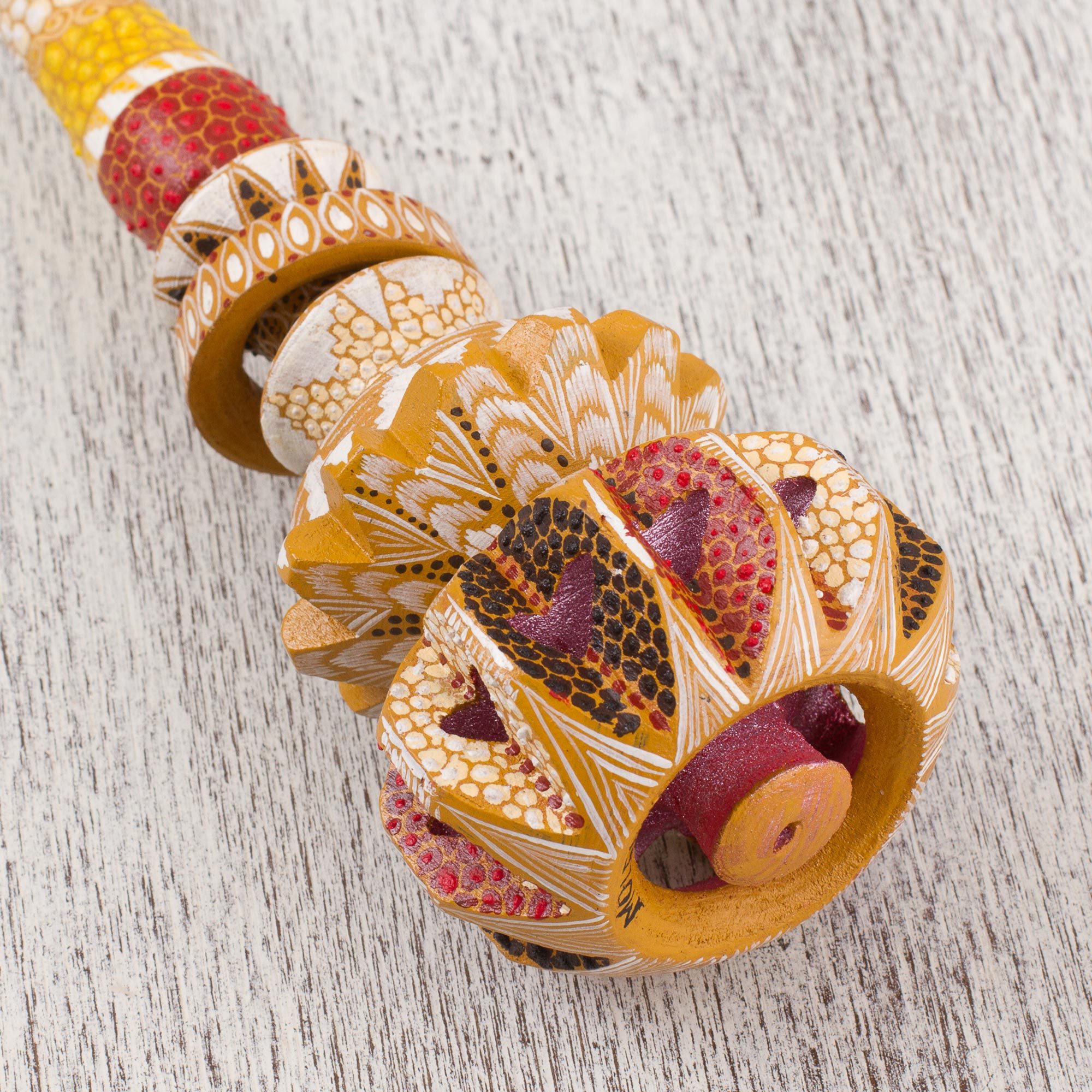 HandPainted Copal Wood Decorative Molinillo from Mexico Culinary