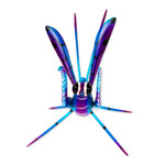 Wood alebrije sculpture, 'Blue Good Luck Cricket' - Wood Alebrije Cricket Sculpture in Blue from Mexico