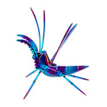 Wood alebrije sculpture, 'Blue Good Luck Cricket' - Wood Alebrije Cricket Sculpture in Blue from Mexico