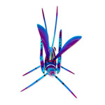 Wood alebrije sculpture, 'Blue Good Luck Cricket' - Wood Alebrije Cricket Sculpture in Blue from Mexico