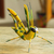Wood alebrije sculpture, 'Yellow Good Luck Cricket' - Wood Alebrije Cricket Sculpture in Yellow from Mexico thumbail