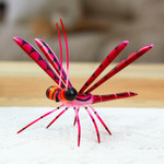 Wood alebrije sculpture, 'Sweet Freedom in Pink' - Handcrafted Pink Copal Wood Dragonfly Sculpture from Mexico