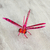 Wood alebrije sculpture, 'Sweet Freedom in Pink' - Handcrafted Pink Copal Wood Dragonfly Sculpture from Mexico