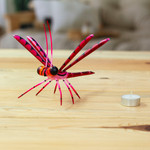 Wood alebrije sculpture, 'Sweet Freedom in Pink' - Handcrafted Pink Copal Wood Dragonfly Sculpture from Mexico