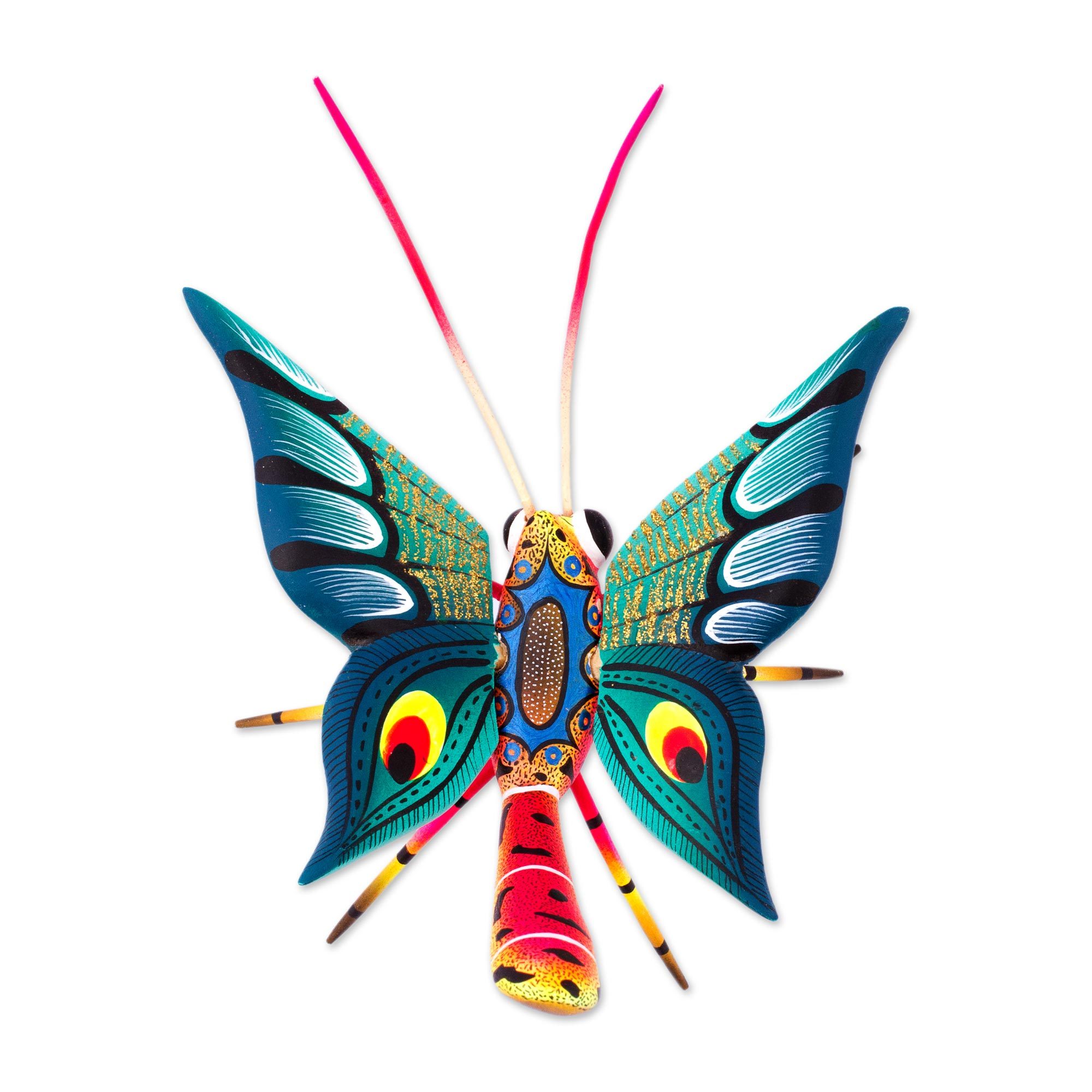 Hand-Painted Wood Alebrije Butterfly Sculpture from Mexico - Holy