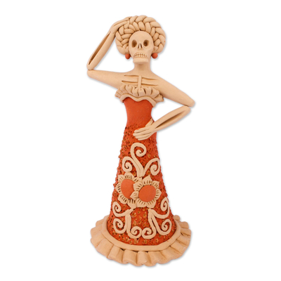 Handcrafted Ceramic Floral Catrina Figurine from Mexico