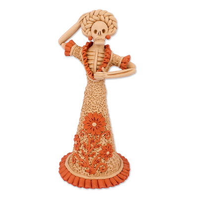 Handcrafted Ceramic Cultural Catrina Figurine from Mexico