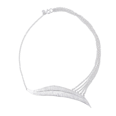 Halskette mit Anhänger aus Sterlingsilber - Halskette mit Blattanhänger aus Sterlingsilber aus Mexiko