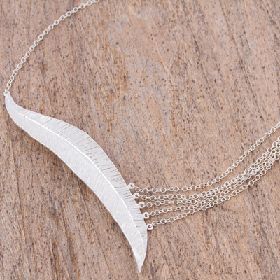 Collar colgante de plata esterlina - Collar con colgante de hoja de plata esterlina de México