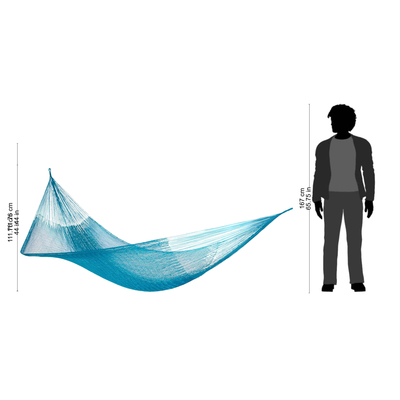 Handwoven hammock, 'Teal Haven' (single) - Handwoven Teal Hammock from Mexico (Single)