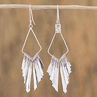 Sterling silver dangle earrings, 'Diamond Winds'