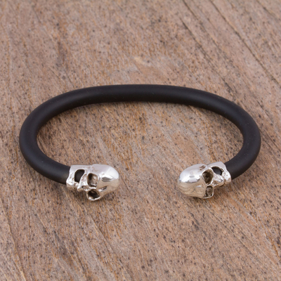 Sterling silver cuff bracelet, Skull Buddies