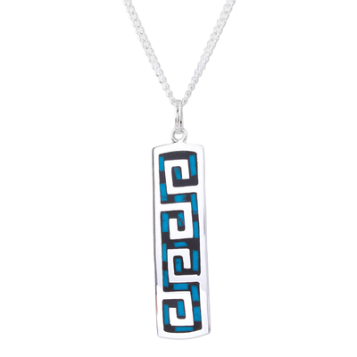 Turquoise Wave Motif Pendant Necklace from Mexico