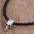 Sterling silver pendant necklace, 'Skull Between the Stones' - Sterling Silver and Lava Stone Skull Necklace from Mexico (image 2c) thumbail