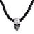 Sterling silver pendant necklace, 'Skull Between the Stones' - Sterling Silver and Lava Stone Skull Necklace from Mexico