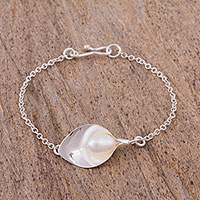 Cultured pearl pendant bracelet, 'Purity and Elegance'
