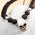 Men's sterling silver pendant bracelet, 'Skull in the Dark' - Men's Sterling Silver Skull Pendant Bracelet from Mexico thumbail