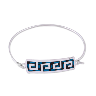 Turquoise pendant bracelet, 'Waves of the Ocean' - Turquoise Wave Motif Pendant Bracelet from Mexico