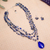 Lapis lazuli and crystal jewelry set, 'Ocean Meditation' - Lapis Lazuli and Crystal Beaded Necklace and Earring Set thumbail
