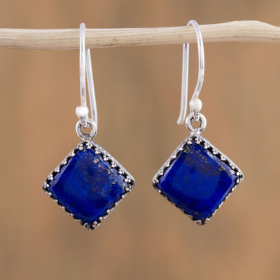 Pendientes colgantes de lapislázuli - Pendientes colgantes cuadrados de lapislázuli de México